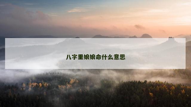 八字里娘娘命什么意思