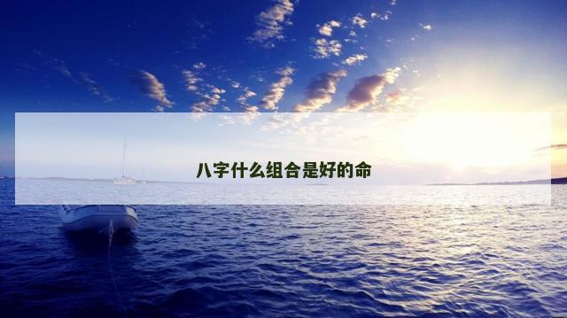 八字什么组合是好的命