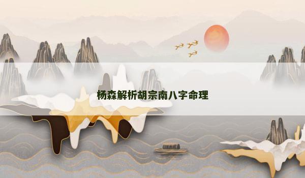 杨森解析胡宗南八字命理