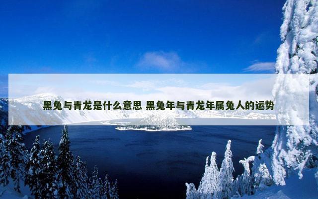 黑兔与青龙是什么意思 黑兔年与青龙年属兔人的运势