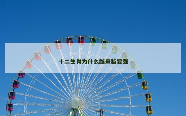 十二生肖为什么越来越要强