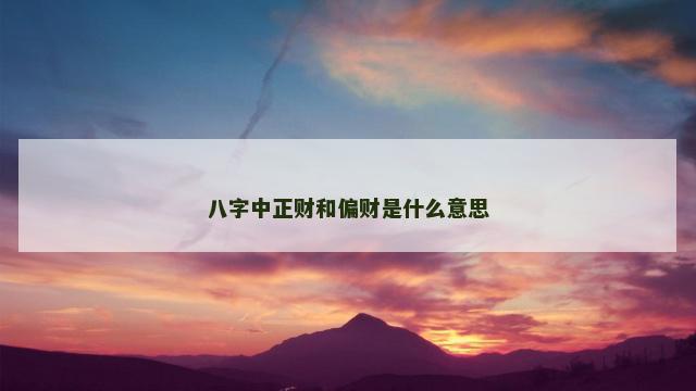 八字中正财和偏财是什么意思