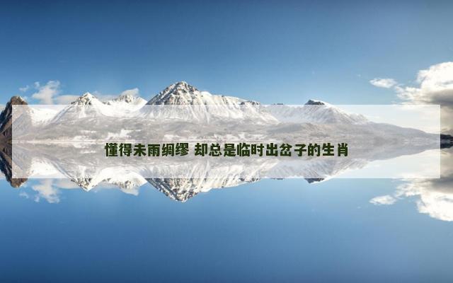 懂得未雨绸缪 却总是临时出岔子的生肖