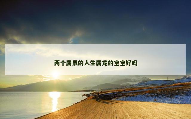 两个属鼠的人生属龙的宝宝好吗