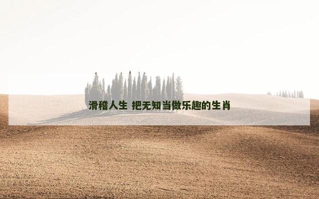 滑稽人生 把无知当做乐趣的生肖