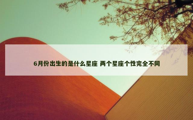 6月份出生的是什么星座 两个星座个性完全不同