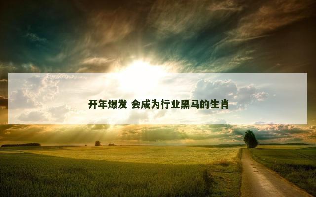 开年爆发 会成为行业黑马的生肖