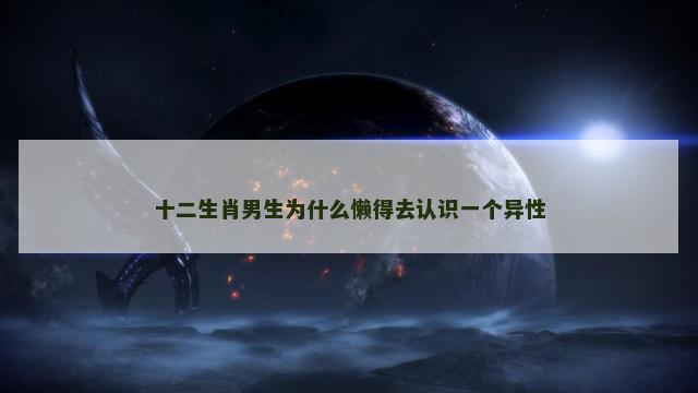 十二生肖男生为什么懒得去认识一个异性