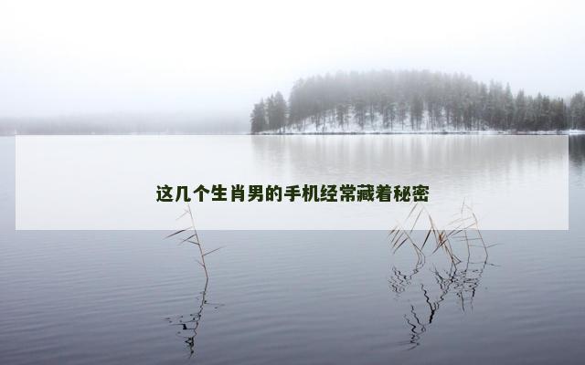 这几个生肖男的手机经常藏着秘密