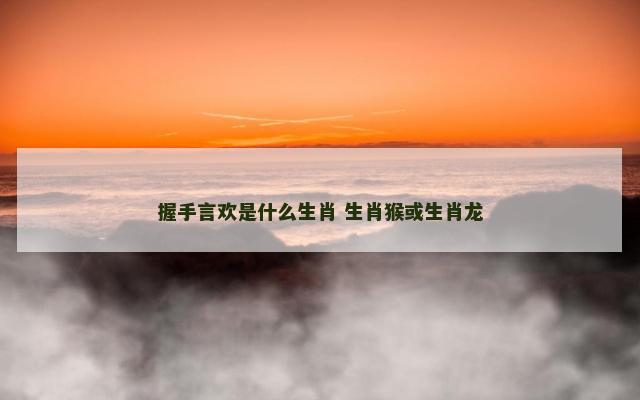 握手言欢是什么生肖 生肖猴或生肖龙
