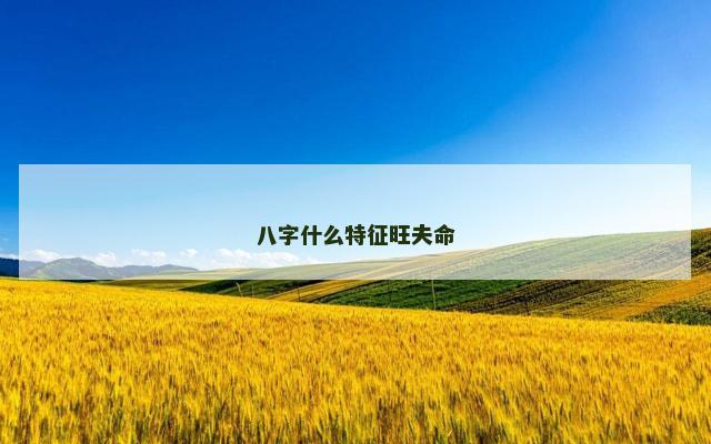 八字什么特征旺夫命