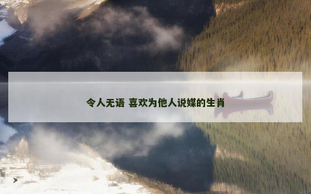 令人无语 喜欢为他人说媒的生肖