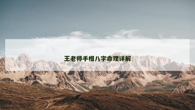 王老师手相八字命理详解