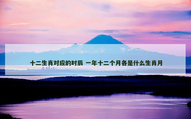十二生肖对应的时辰 一年十二个月各是什么生肖月