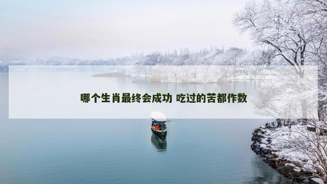 哪个生肖最终会成功 吃过的苦都作数