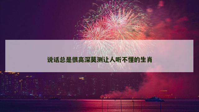 说话总是很高深莫测让人听不懂的生肖