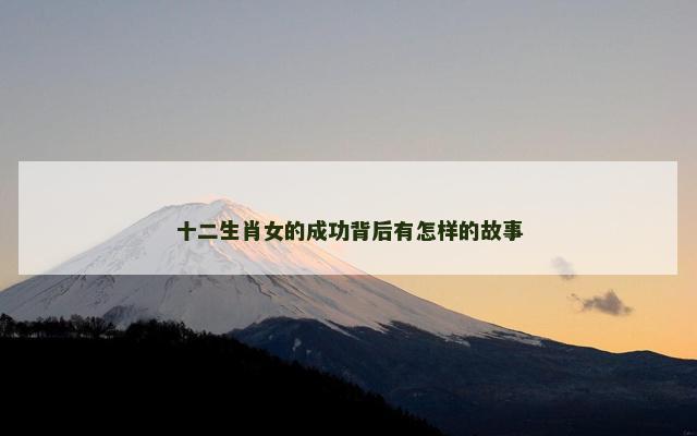 十二生肖女的成功背后有怎样的故事
