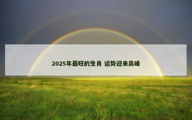 2025年最旺的生肖 运势迎来高峰