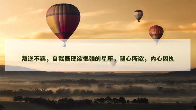 叛逆不羁，自我表现欲很强的星座，随心所欲，内心固执