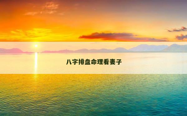 八字排盘命理看妻子