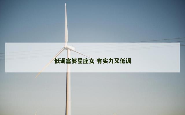 低调富婆星座女 有实力又低调