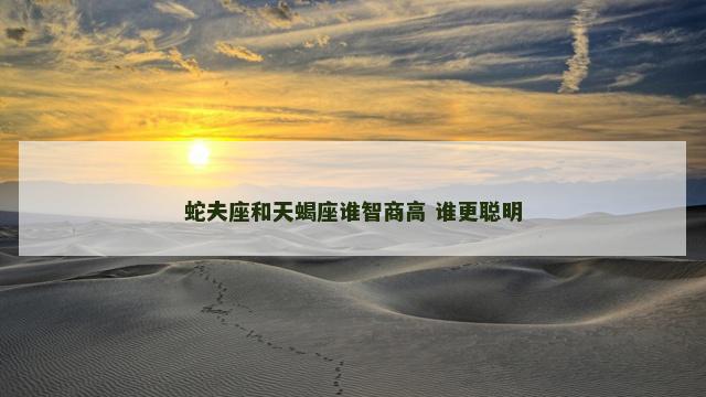 蛇夫座和天蝎座谁智商高 谁更聪明