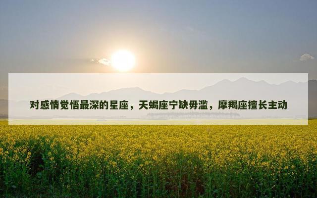 对感情觉悟最深的星座，天蝎座宁缺毋滥，摩羯座擅长主动