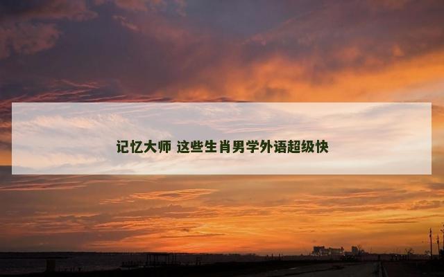 记忆大师 这些生肖男学外语超级快