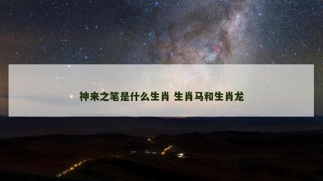 神来之笔是什么生肖 生肖马和生肖龙