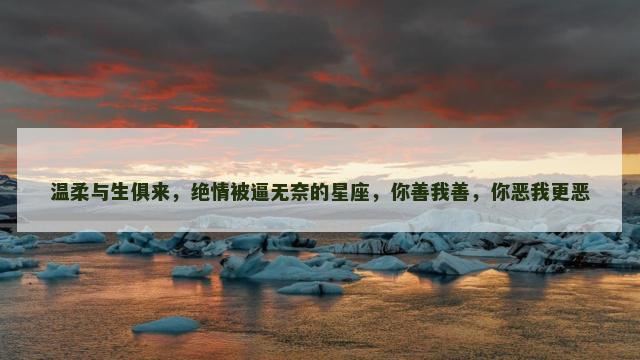 温柔与生俱来，绝情被逼无奈的星座，你善我善，你恶我更恶