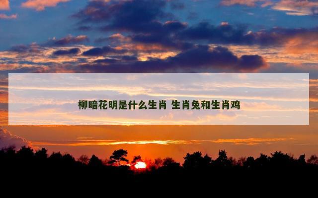 柳暗花明是什么生肖 生肖兔和生肖鸡