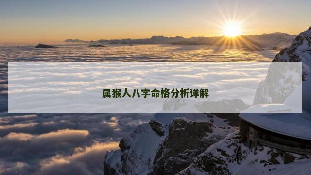 属猴人八字命格分析详解