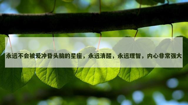 永远不会被爱冲昏头脑的星座，永远清醒，永远理智，内心非常强大