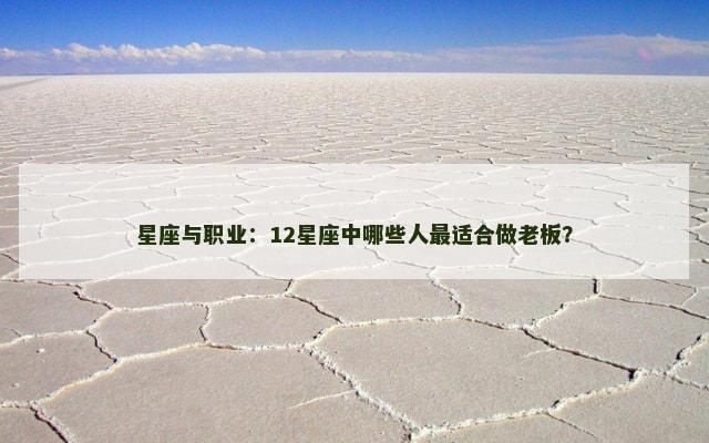 星座与职业：12星座中哪些人最适合做老板？