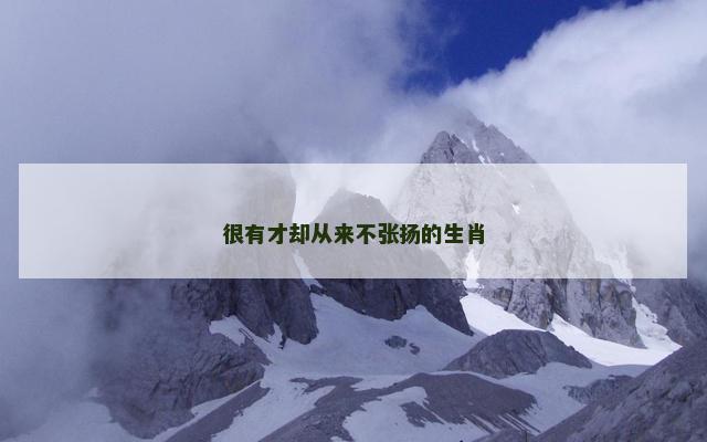很有才却从来不张扬的生肖
