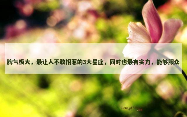 脾气极大，最让人不敢招惹的3大星座，同时也最有实力，能够服众