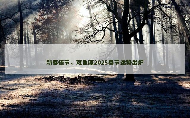 新春佳节，双鱼座2025春节运势出炉