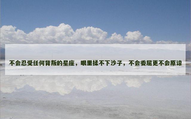 不会忍受任何背叛的星座，眼里揉不下沙子，不会委屈更不会原谅