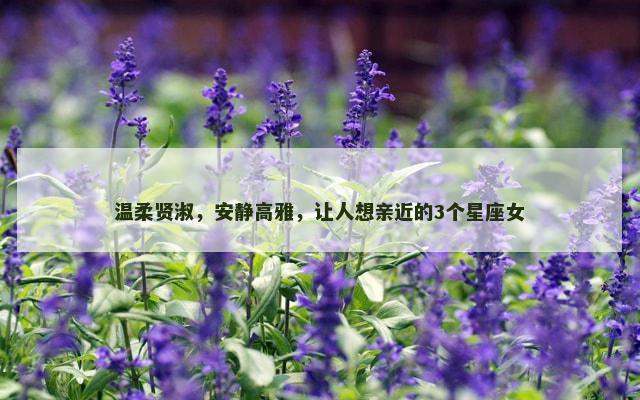温柔贤淑，安静高雅，让人想亲近的3个星座女