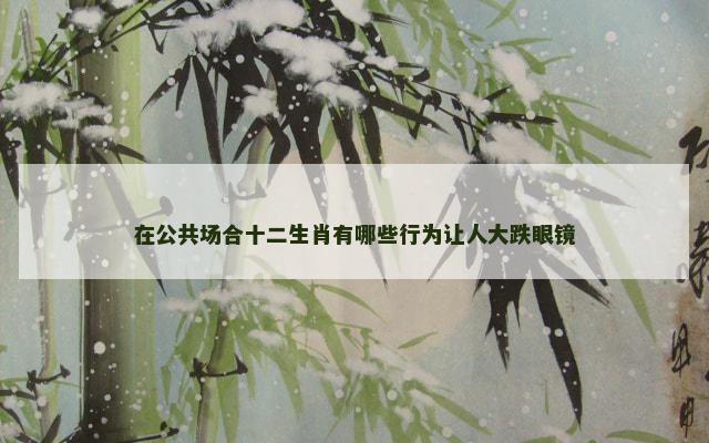 在公共场合十二生肖有哪些行为让人大跌眼镜