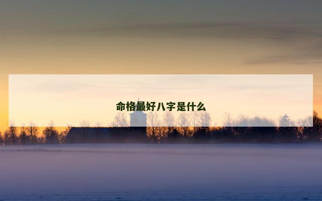 命格最好八字是什么