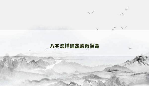 八字怎样确定紫微坐命
