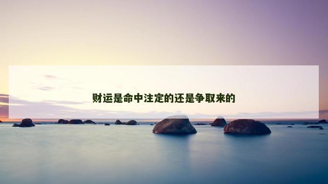 财运是命中注定的还是争取来的