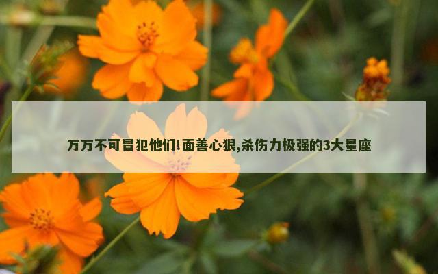 万万不可冒犯他们!面善心狠,杀伤力极强的3大星座