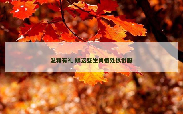 温和有礼 跟这些生肖相处很舒服