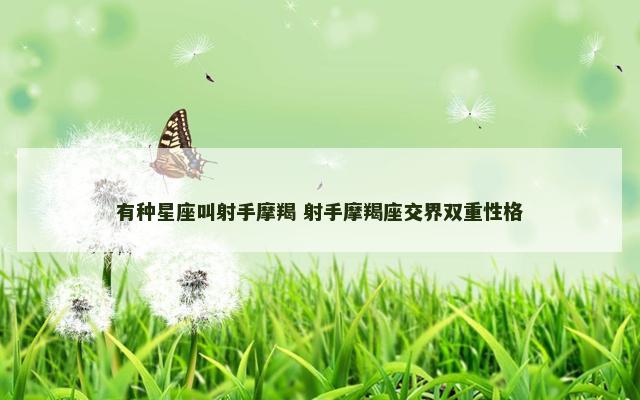 有种星座叫射手摩羯 射手摩羯座交界双重性格