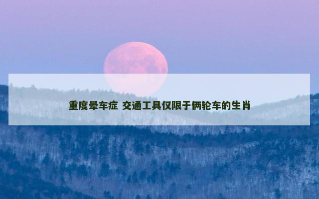 重度晕车症 交通工具仅限于俩轮车的生肖