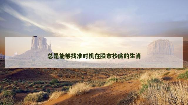 总是能够找准时机在股市抄底的生肖