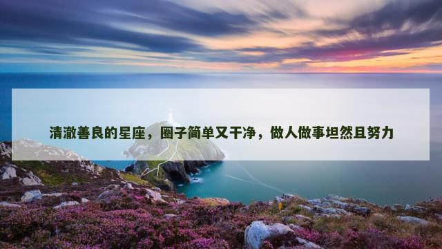 清澈善良的星座，圈子简单又干净，做人做事坦然且努力