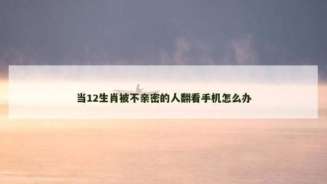 当12生肖被不亲密的人翻看手机怎么办